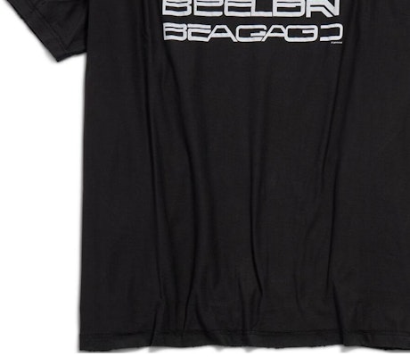 발렌시아가 로고 프린트 블랙 오버사이즈 크루넥 티셔츠. 787358TQVG11569 Sizing 발렌시아가 로고 프린트 블랙 오버사이즈 크루넥 티셔츠. 787358TQVG11569