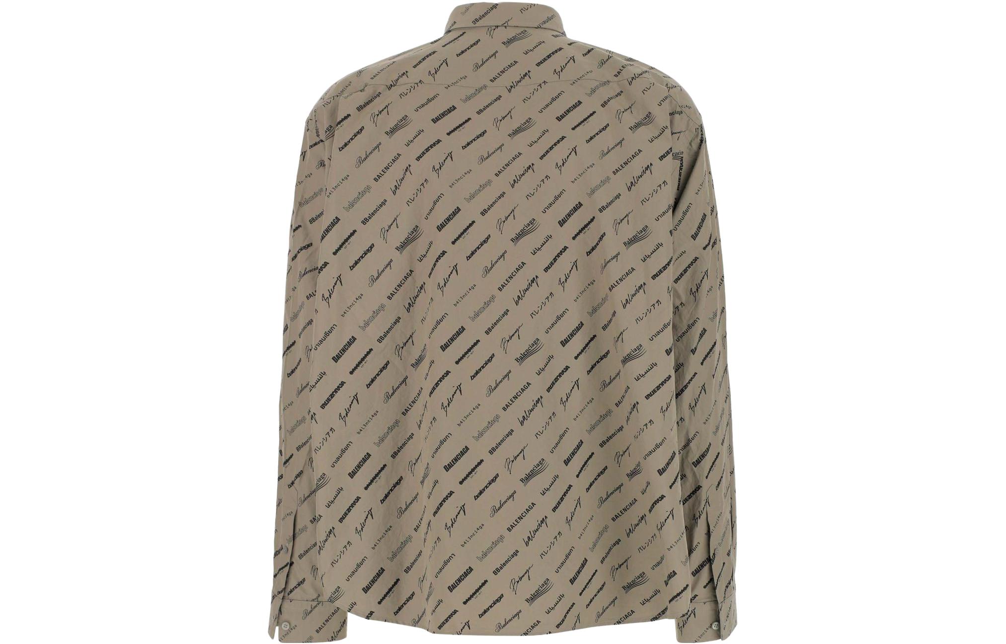 Balenciaga  Logo Print Button-Up Shirt Yellow Brown Regular Fit. 662983TNLL19763 圖 3