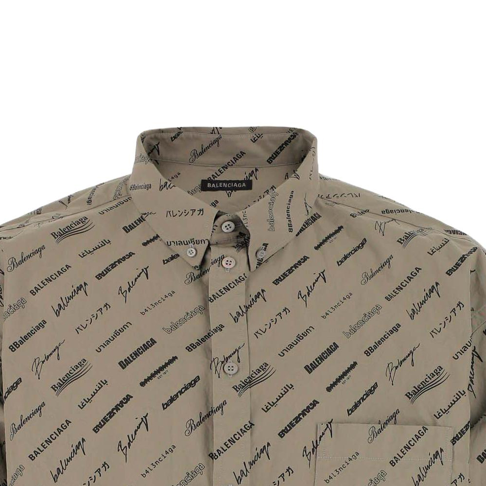 Balenciaga  Logo Print Button-Up Shirt Yellow Brown Regular Fit. 662983TNLL19763 圖 4
