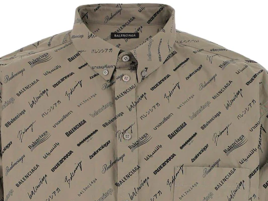 Balenciaga Kemeja Logo Print Kancing Kuning Coklat Regular Fit. 662983TNLL19763 Shop Balenciaga Kemeja Logo Print Kancing Kuning Coklat Regular Fit. 662983TNLL19763