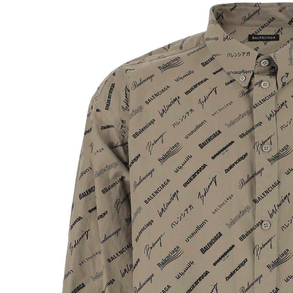 Balenciaga  Logo Print Button-Up Shirt Yellow Brown Regular Fit. 662983TNLL19763 圖 5
