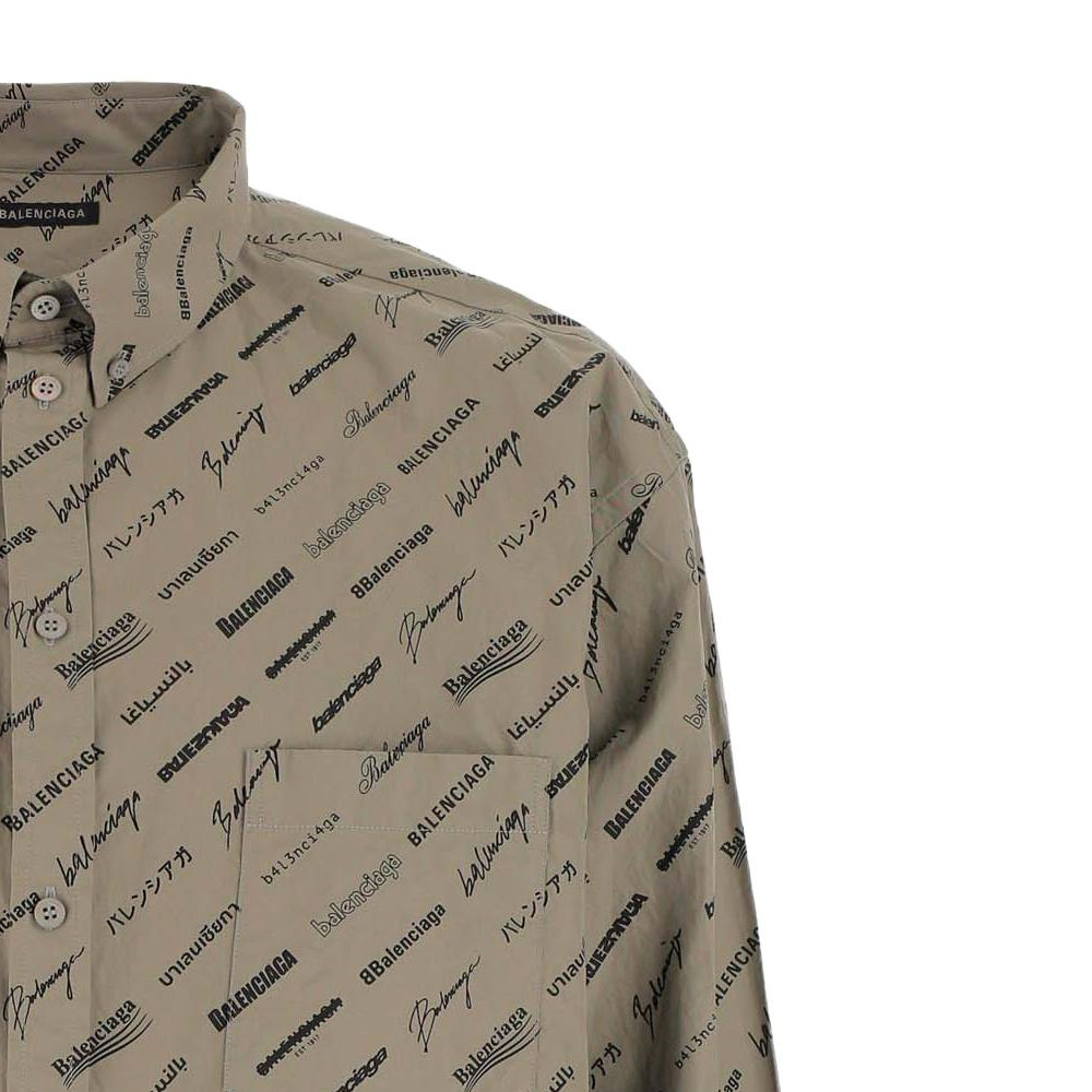 Balenciaga  Logo Print Button-Up Shirt Yellow Brown Regular Fit. 662983TNLL19763 圖 6