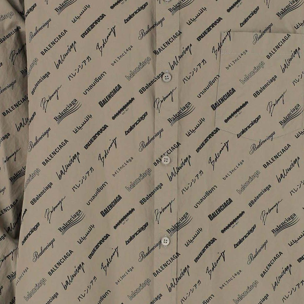 Balenciaga  Logo Print Button-Up Shirt Yellow Brown Regular Fit. 662983TNLL19763 圖 7