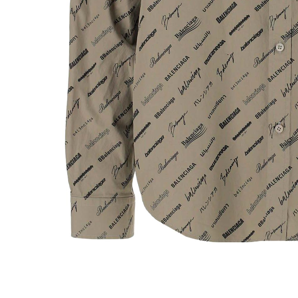 Balenciaga  Logo Print Button-Up Shirt Yellow Brown Regular Fit. 662983TNLL19763 圖 8