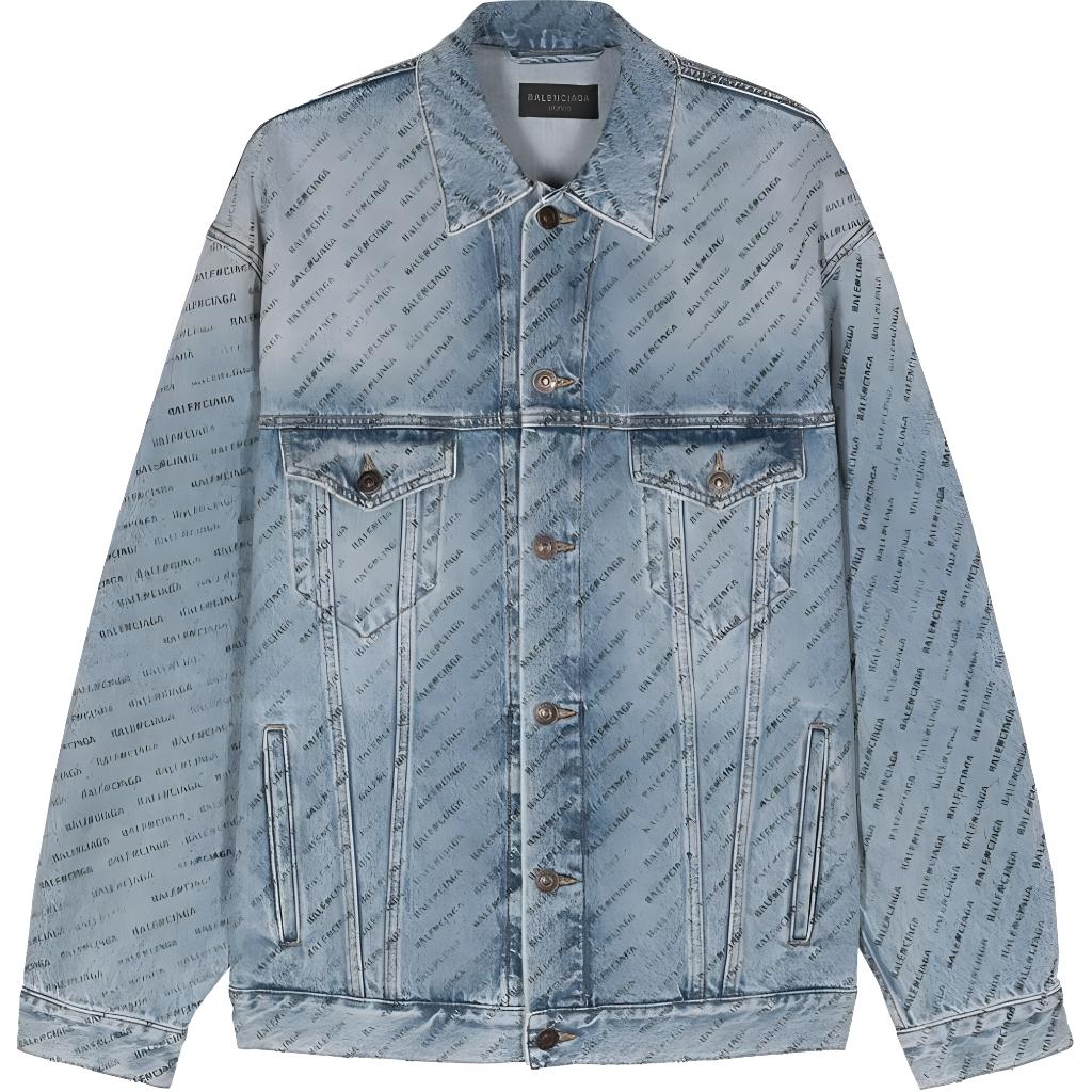 Balenciaga  Logo Printed Denim Jacket Blue - Regular Fit, Long Sleeve. 799555TQW664141 圖 2