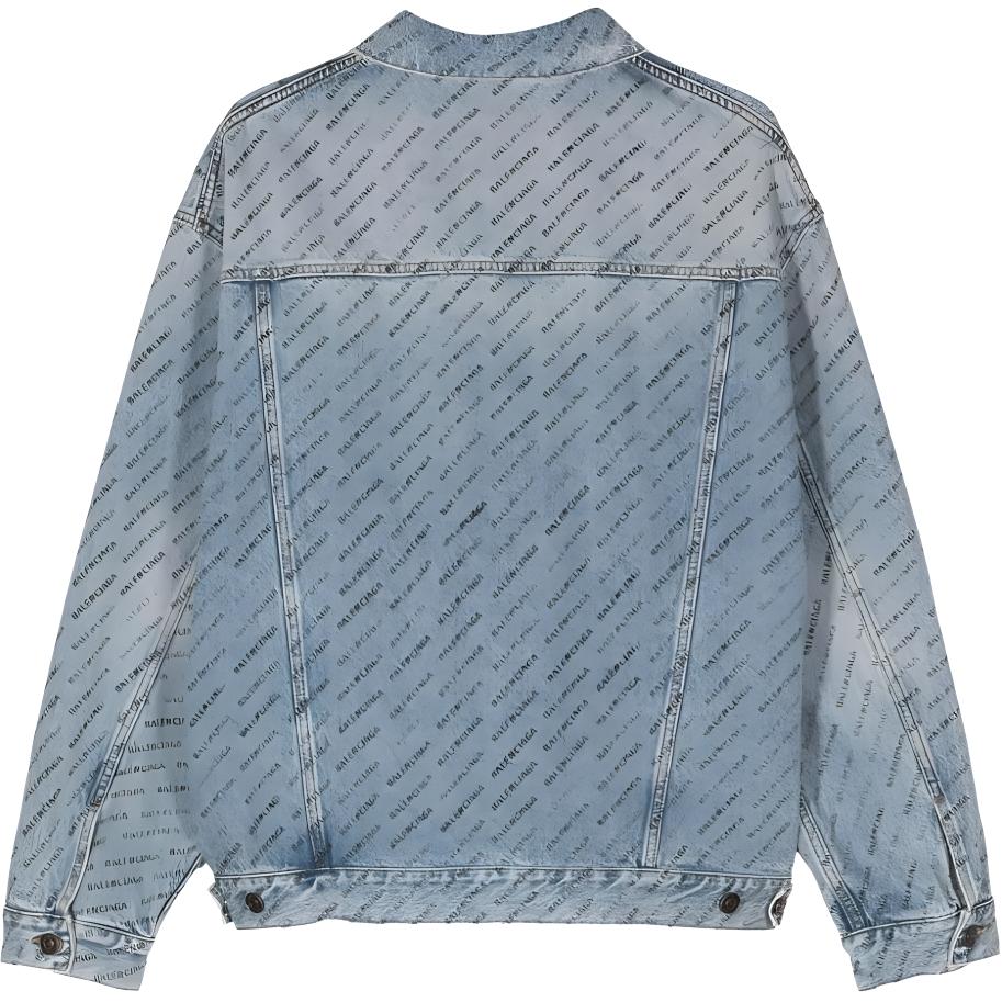 Balenciaga  Logo Printed Denim Jacket Blue - Regular Fit, Long Sleeve. 799555TQW664141 圖 3