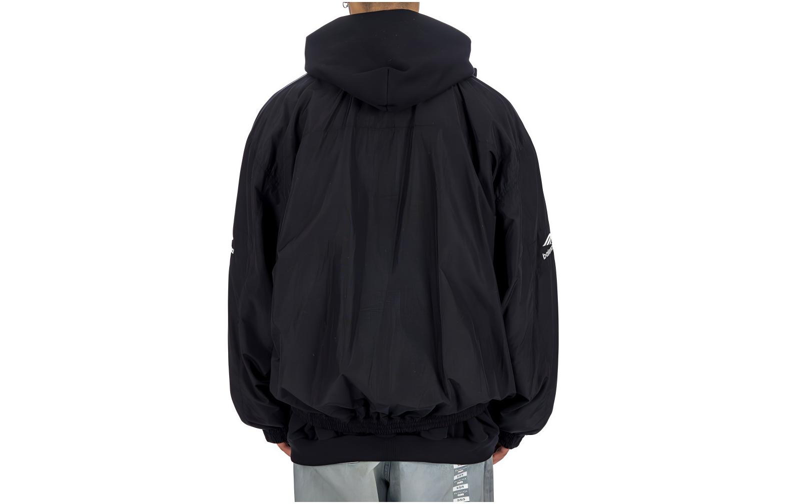 Balenciaga  Logo Zip-Up Long Sleeve Jacket Loose Fit Black 773043TNQ251000 圖 3