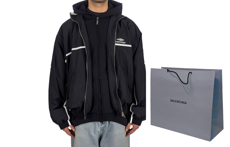 Balenciaga  Logo Zip-Up Long Sleeve Jacket Loose Fit Black 773043TNQ251000 圖 5