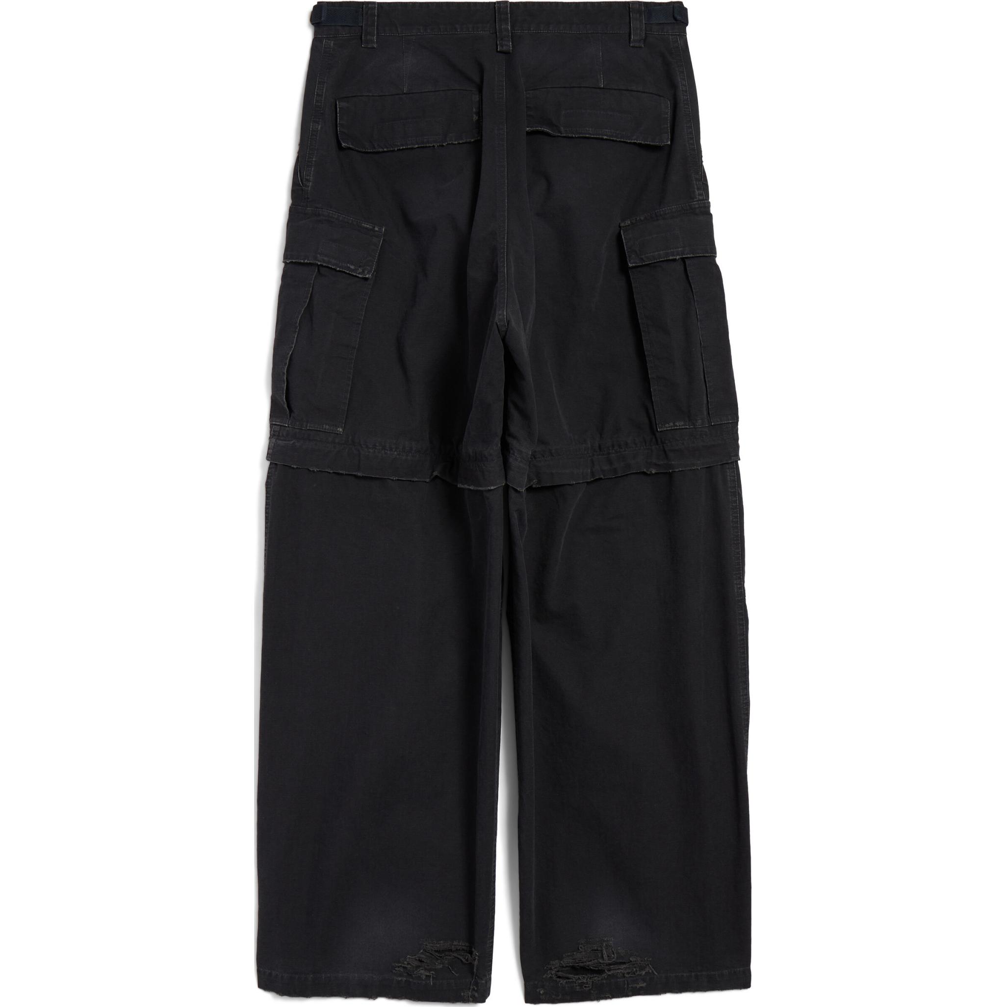 Lookbook 발렌시아가 루즈핏 블랙 캐주얼 팬츠 인비지블 지퍼 및 벨트 고리 포함 746493TQP141000