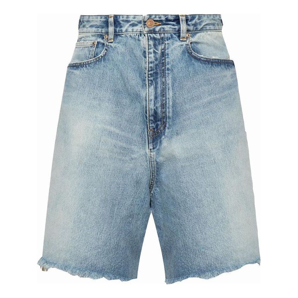 Balenciaga  Mid-Rise Distressed Denim Shorts Blue Regular Fit. 697835TDW143341