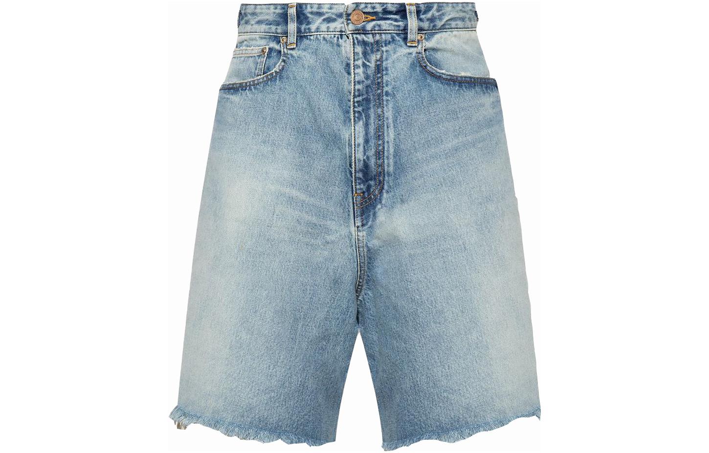 Order Balenciaga 中腰藍色做舊牛仔短褲 常規版型。 697835TDW143341