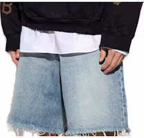 Lookbook Balenciaga Mid-Rise Distressed Denim Shorts Blue Regular Fit. 697835TDW143341