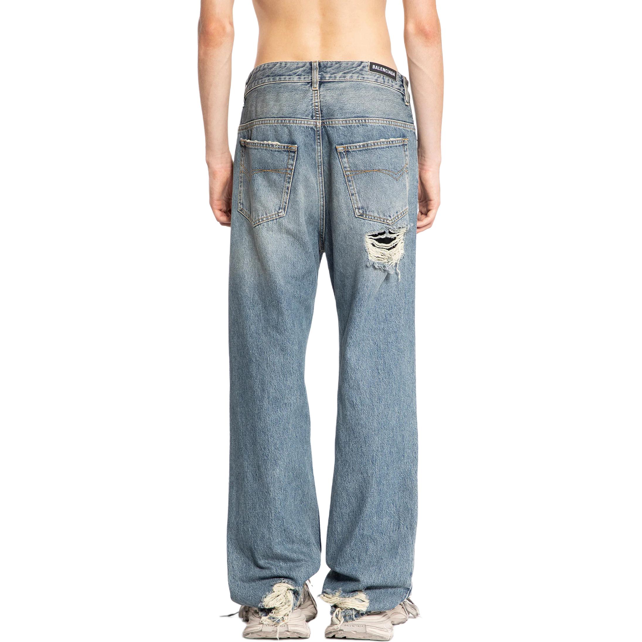 Purchase 발렌시아가 미드웨이스트 디스트레스 버튼 스트레이트 진 블루. 745151THW254245