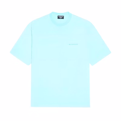 Balenciaga Mint Green Logo Embroidered Oversized T-Shirt. 612966TLVB93062