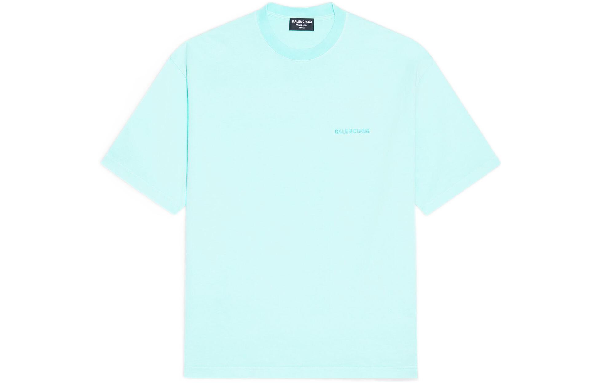 Balenciaga  Mint Green Logo Embroidered Oversized T-Shirt. 612966TLVB93062 圖 2