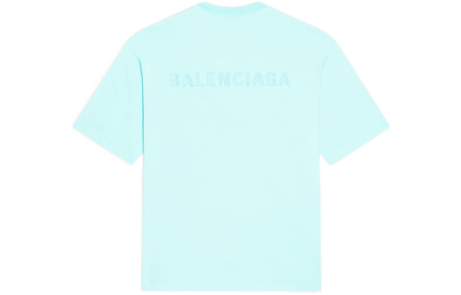 Balenciaga  Mint Green Logo Embroidered Oversized T-Shirt. 612966TLVB93062 圖 3