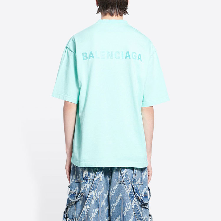 Balenciaga  Mint Green Logo Embroidered Oversized T-Shirt. 612966TLVB93062 圖 6