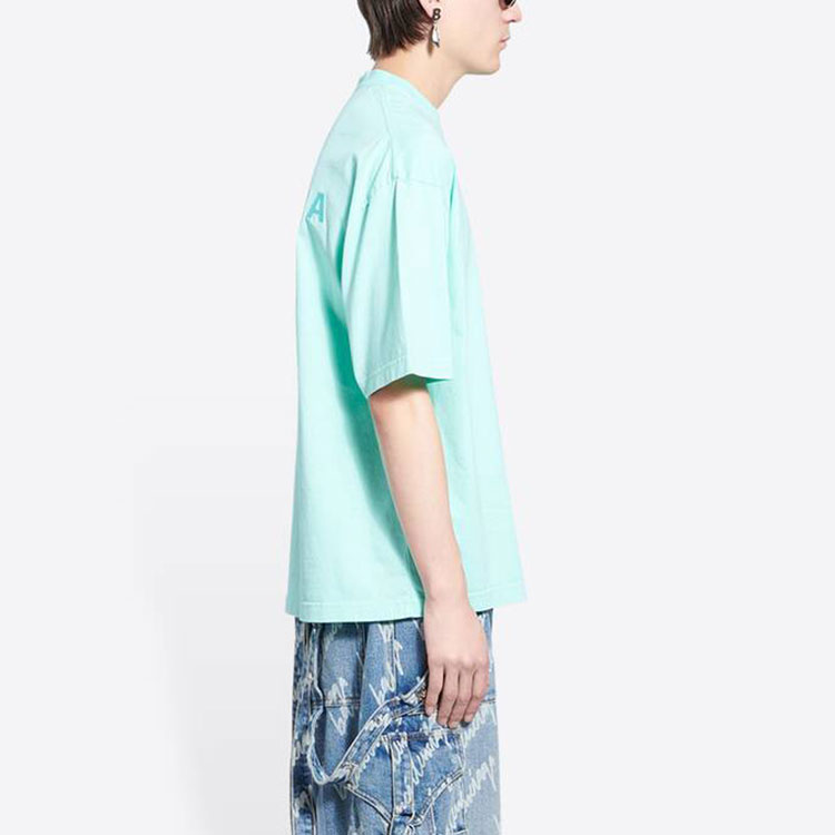 Balenciaga  Mint Green Logo Embroidered Oversized T-Shirt. 612966TLVB93062 圖 7