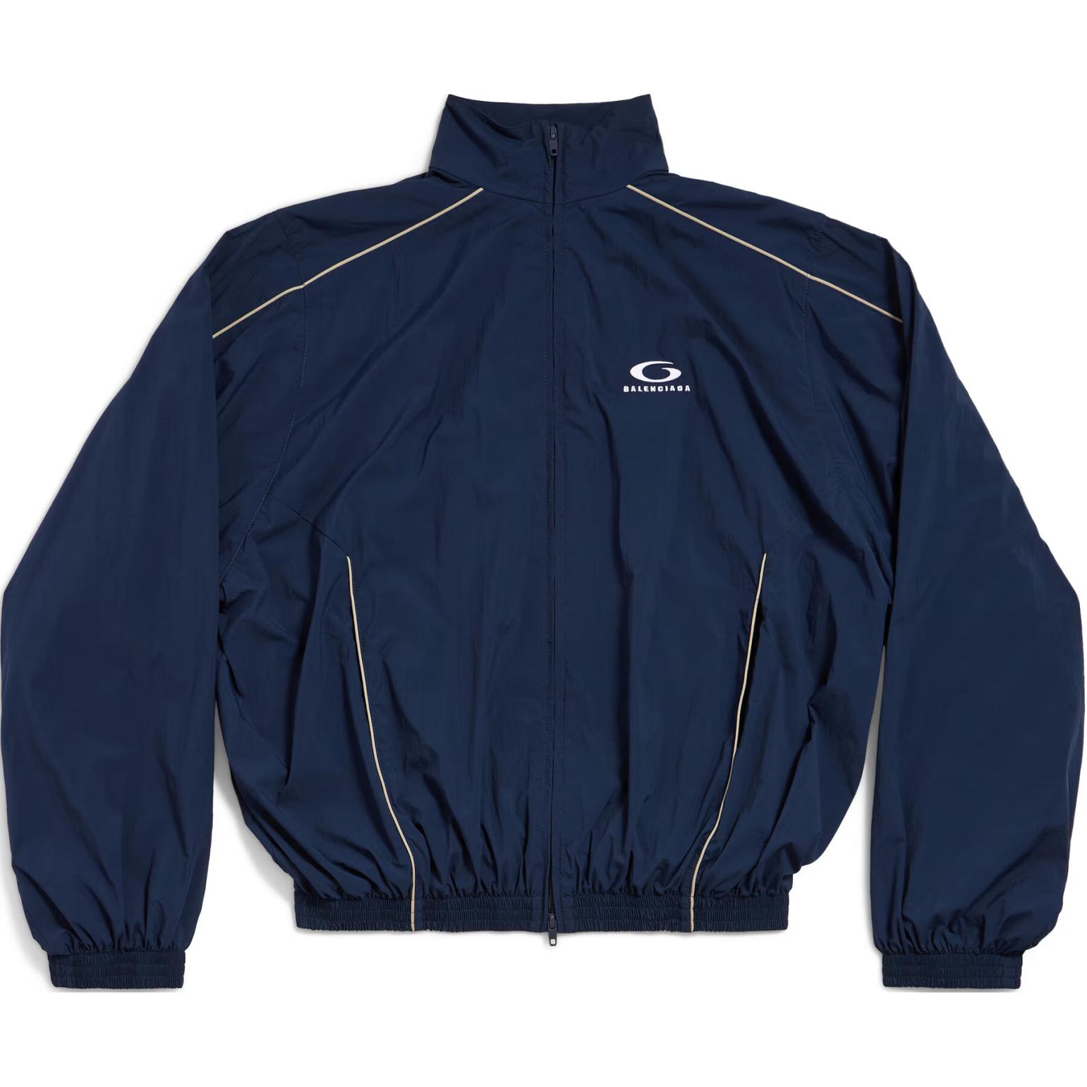 Balenciaga  Navy Blue Embroidered Logo High-Neck Loose-Fit Jacket. 811929TRO328065 圖 2