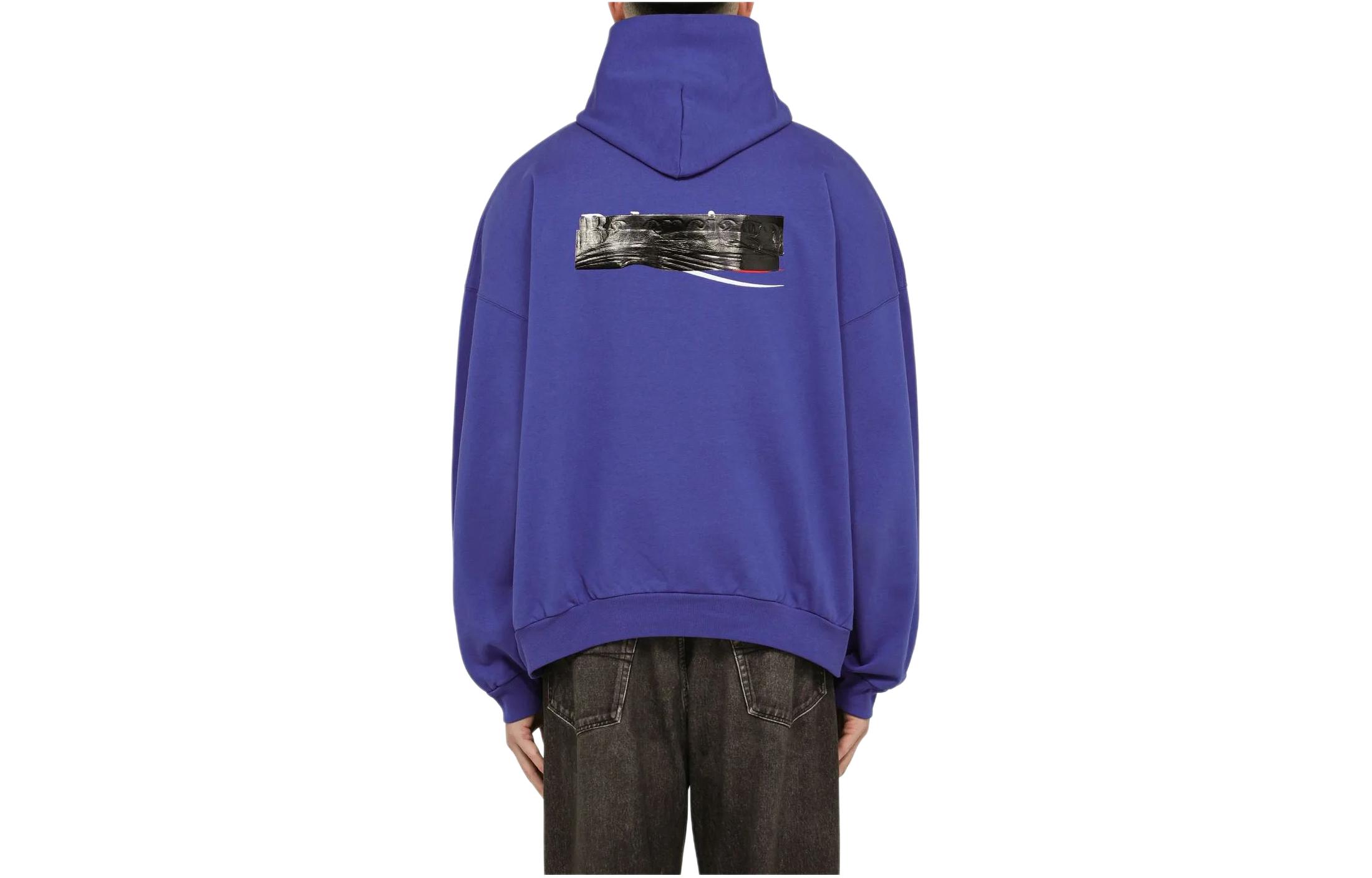 Lookbook 巴黎世家海军蓝宽松连帽套头衫卫衣 739024UTNVG24019