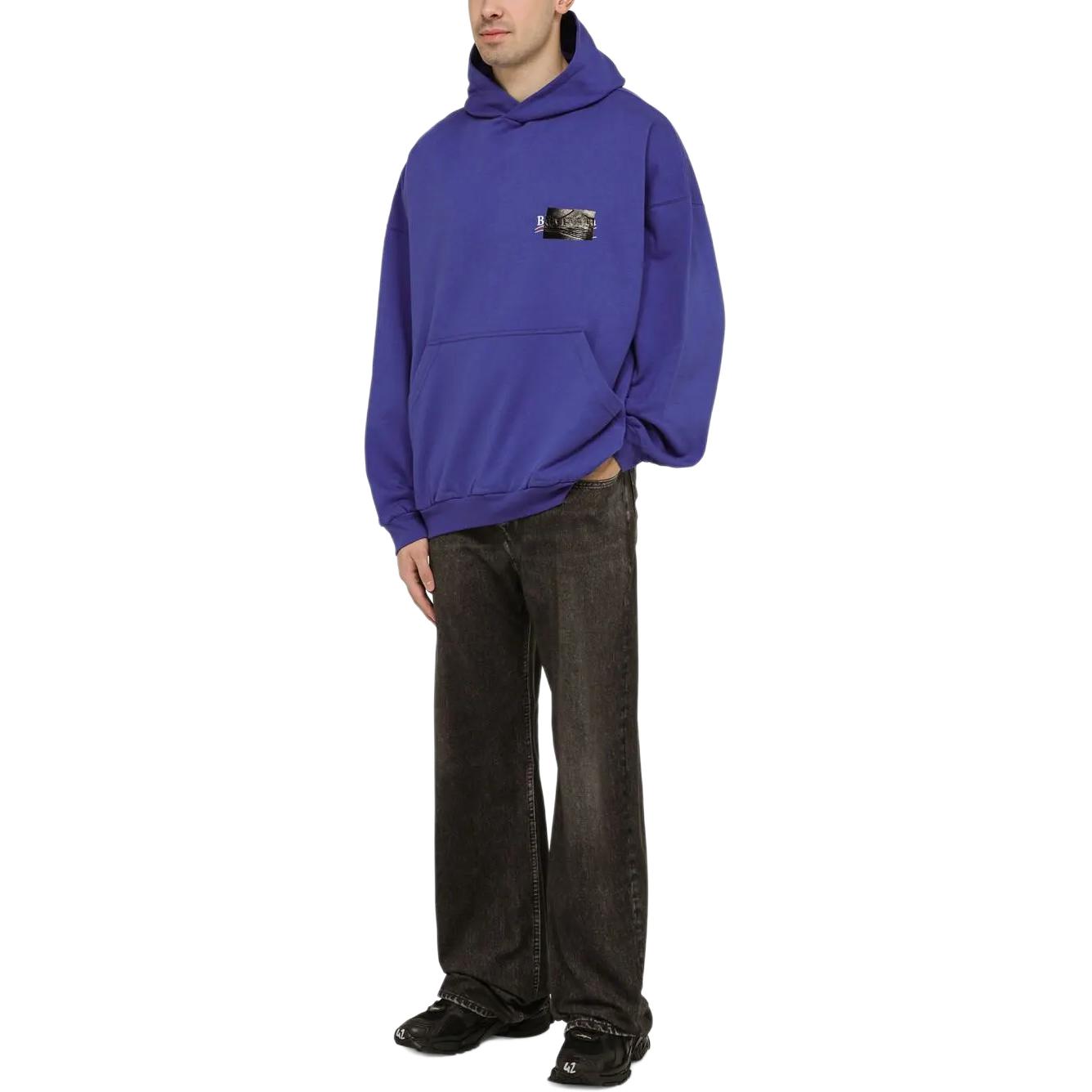 Shop 巴黎世家海军蓝宽松连帽套头衫卫衣 739024UTNVG24019