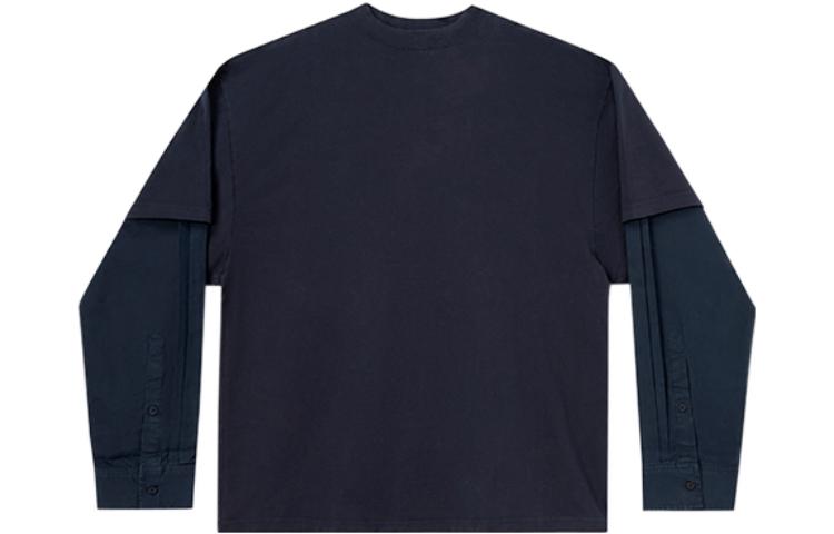 Order Balenciaga  Navy Logo Patch Long Sleeve Crewneck Regular Fit T-Shirt 671401TLVF38447