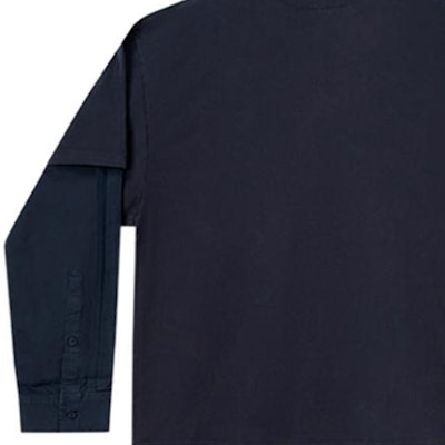 Balenciaga Navy Logo Patch Long Sleeve Crewneck Regular Fit T-Shirt 671401TLVF38447 Shop Balenciaga Navy Logo Patch Long Sleeve Crewneck Regular Fit T-Shirt 671401TLVF38447