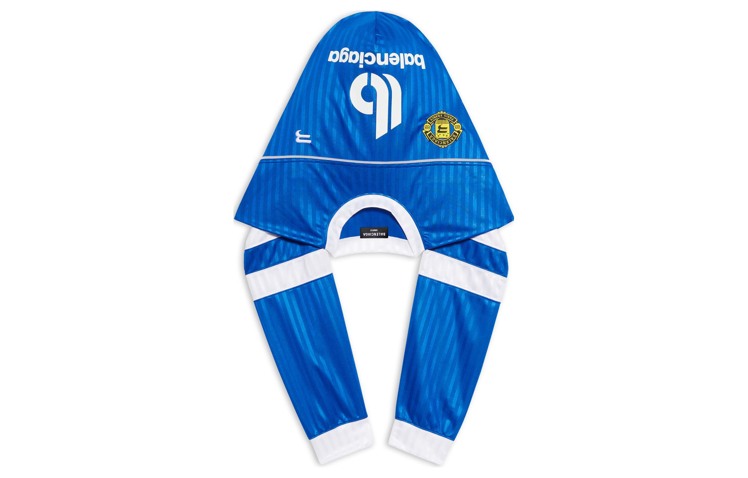 Balenciaga  Outdoor Polyester Blue White Striped Sun Protection Hooded Cape 681868TLV284701