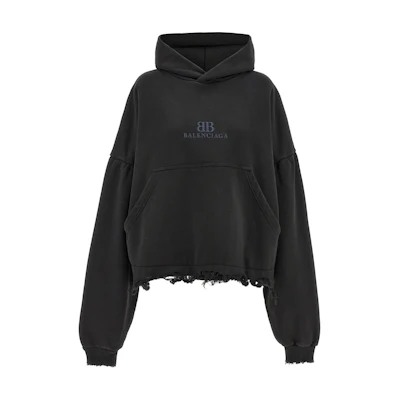 Balenciaga Oversized Black Hoodie with Logo Design. 783397TQVS91083