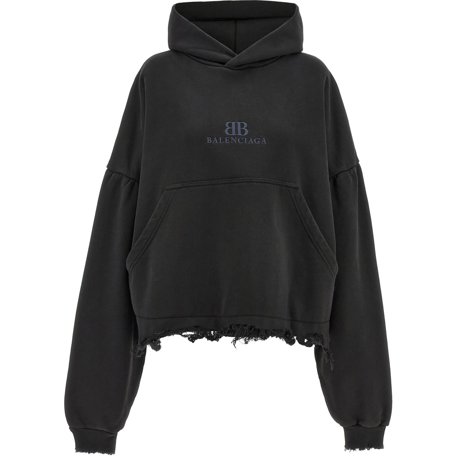 Order Balenciaga 寶麗嘉黑色寬版連帽衫帶標誌設計。 783397TQVS91083