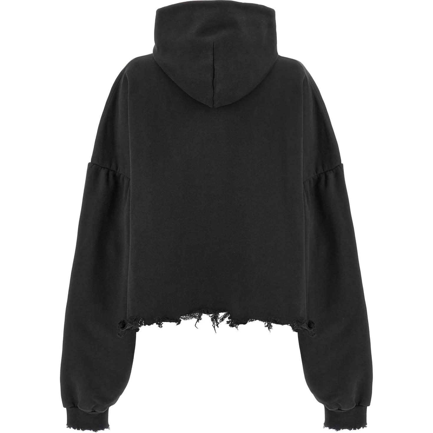 Lookbook Balenciaga 寶麗嘉黑色寬版連帽衫帶標誌設計。 783397TQVS91083