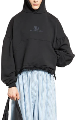 Balenciaga 寶麗嘉黑色寬版連帽衫帶標誌設計。 783397TQVS91083 Shop Balenciaga 寶麗嘉黑色寬版連帽衫帶標誌設計。 783397TQVS91083