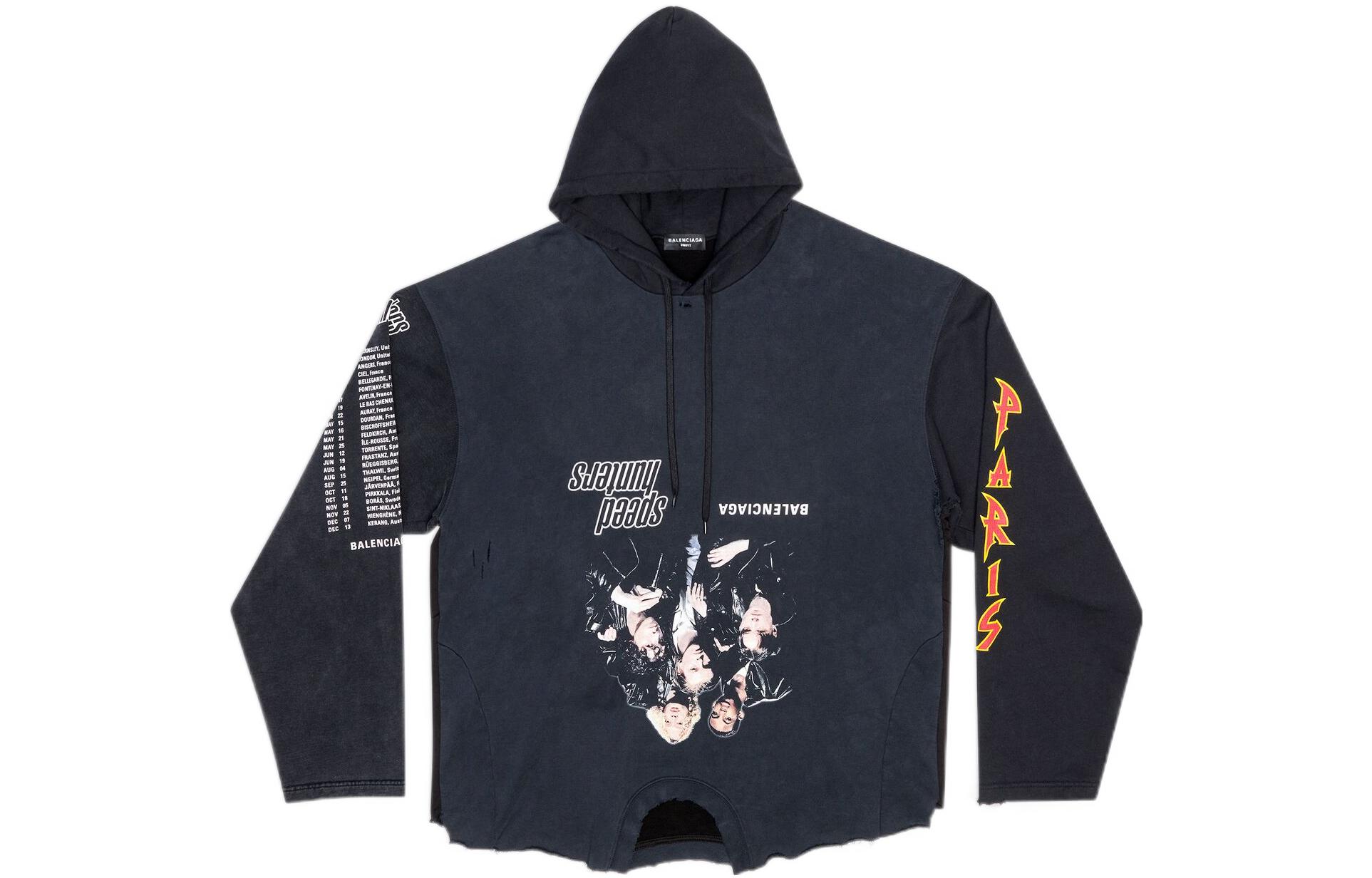 Buy Balenciaga  Oversized Black Hoodie with Reverse Letter Print. 698156TMVD11000