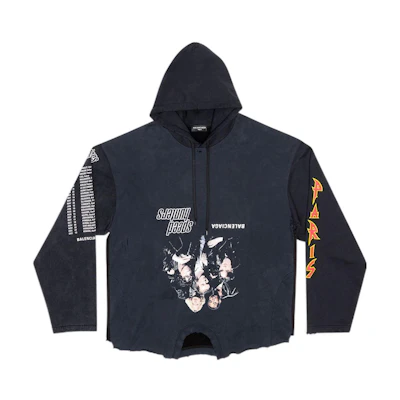 Balenciaga Oversized Black Hoodie with Reverse Letter Print. 698156TMVD11000