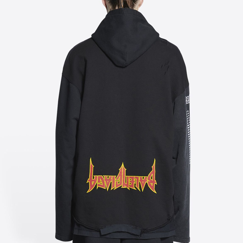 Purchase Balenciaga  Oversized Black Hoodie with Reverse Letter Print. 698156TMVD11000