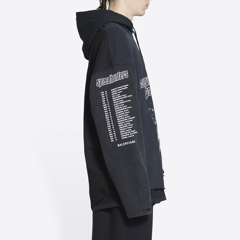 Details for Balenciaga  Oversized Black Hoodie with Reverse Letter Print. 698156TMVD11000