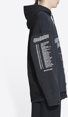 Balenciaga Oversized Black Hoodie with Reverse Letter Print. 698156TMVD11000 Details for Balenciaga Oversized Black Hoodie with Reverse Letter Print. 698156TMVD11000
