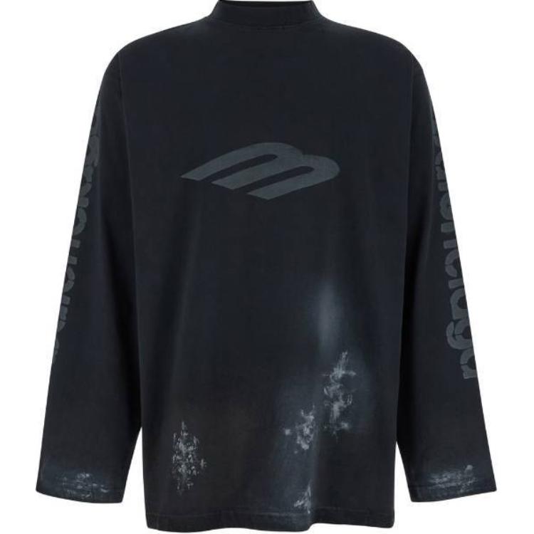 Balenciaga  Oversized Black Pullover Sweatshirt with Colorblock Logo. 790365TQVU41083