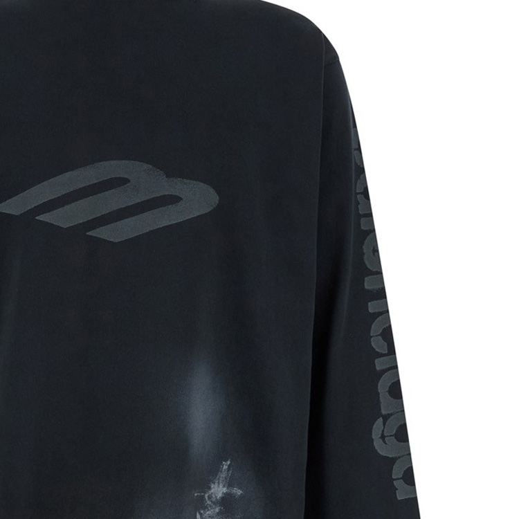 Purchase Balenciaga 寬鬆黑色拼色標誌連帽衫/衛衣 790365TQVU41083