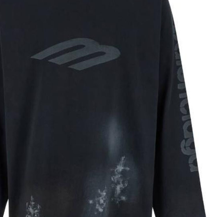 Cheap Balenciaga 寬鬆黑色拼色標誌連帽衫/衛衣 790365TQVU41083