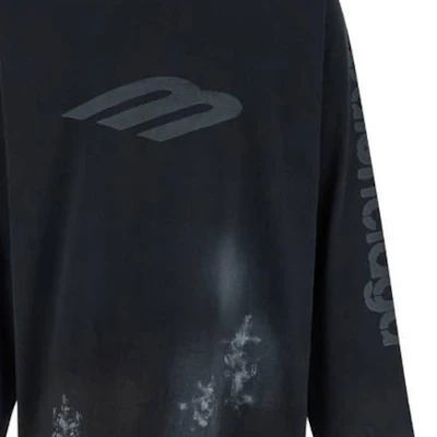 Balenciaga 寬鬆黑色拼色標誌連帽衫/衛衣 790365TQVU41083 Cheap Balenciaga 寬鬆黑色拼色標誌連帽衫/衛衣 790365TQVU41083