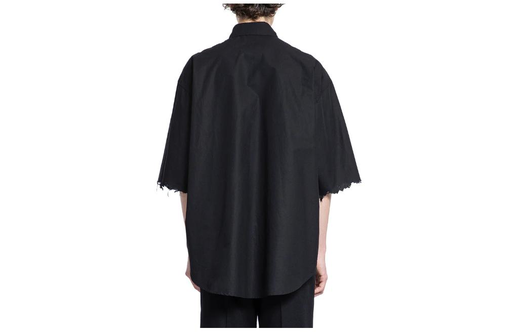 Lookbook 巴黎世家经典领口黑色宽松短袖衬衫 791208TNM601000