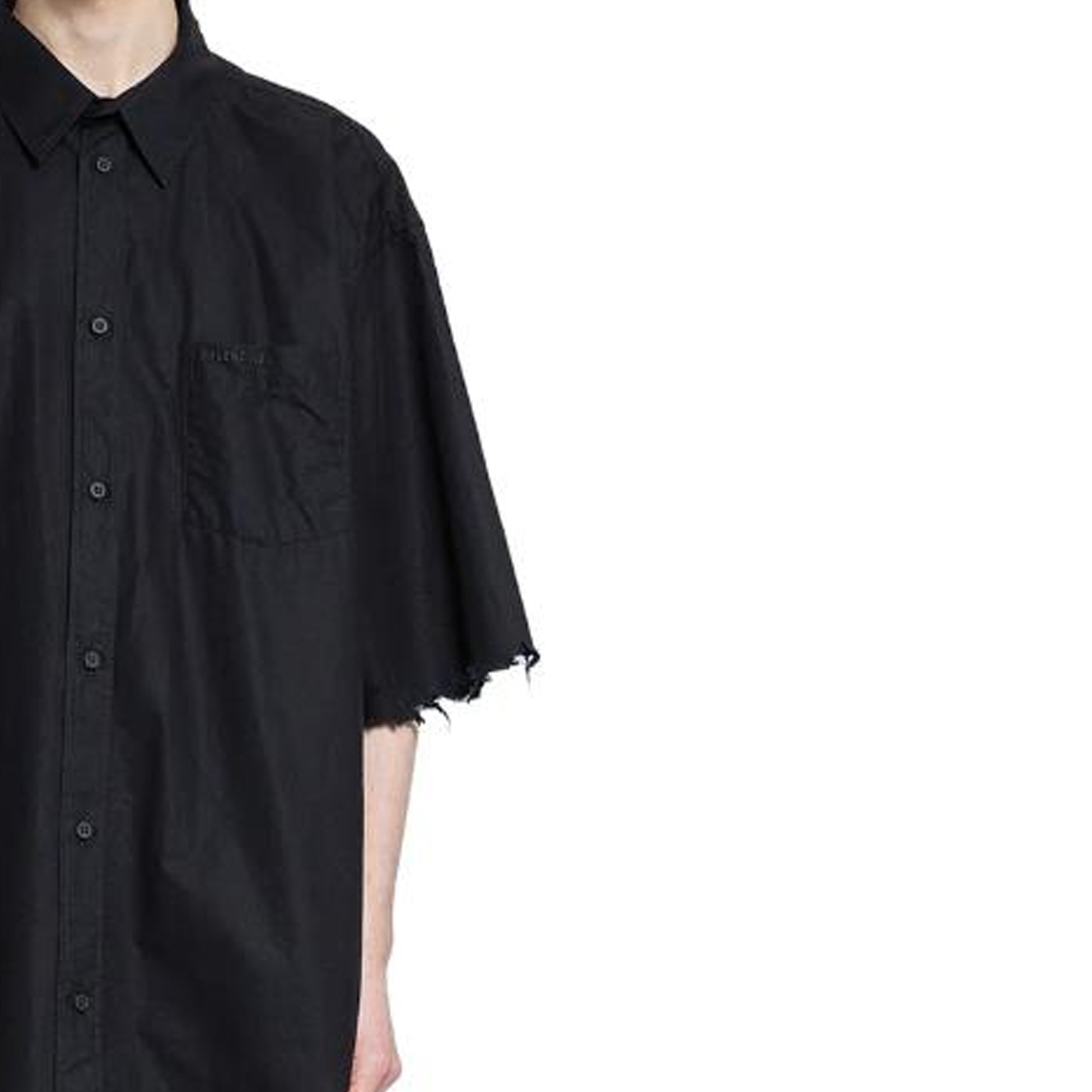 Details for 巴黎世家经典领口黑色宽松短袖衬衫 791208TNM601000