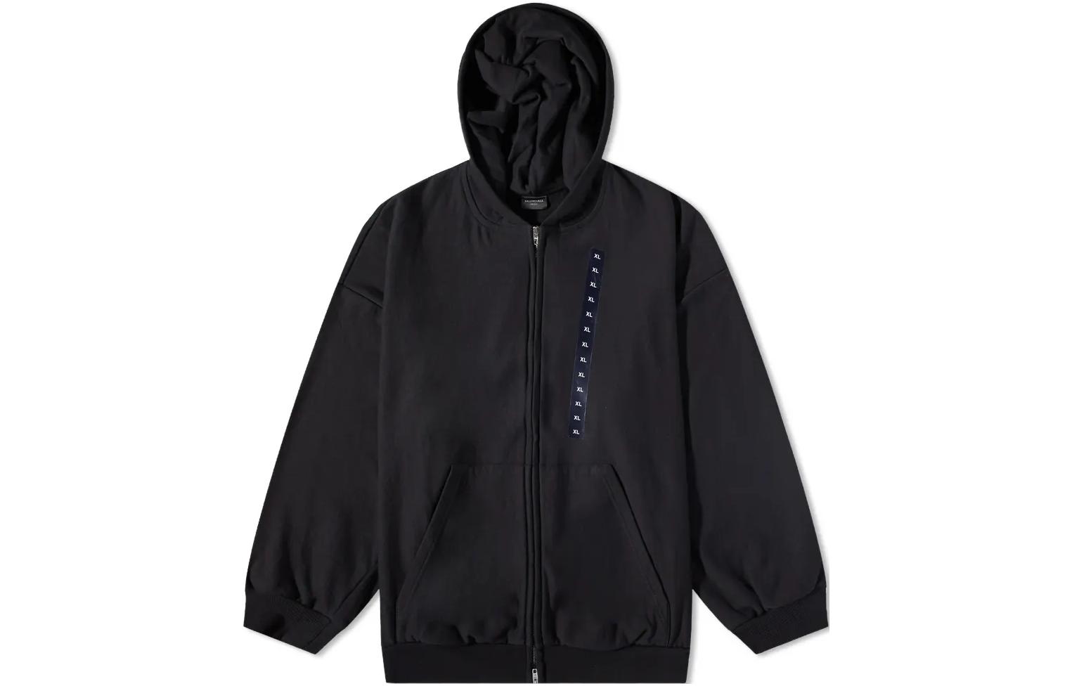 Balenciaga  Oversized Black Zip-Up Hoodie. 720424TNVE61000