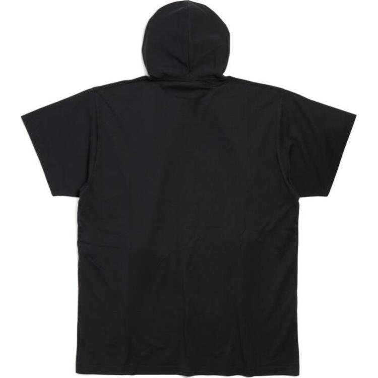 Balenciaga  Oversized Cotton Hoodie T-Shirt Black with Letter Print 797722TLVF91569 圖 3