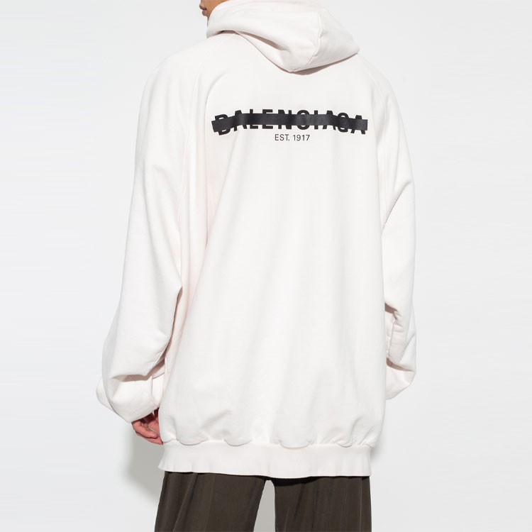 Balenciaga  Oversized Cream Hoodie with Strike-through Logo Design. 697879TMVH29800 圖 6
