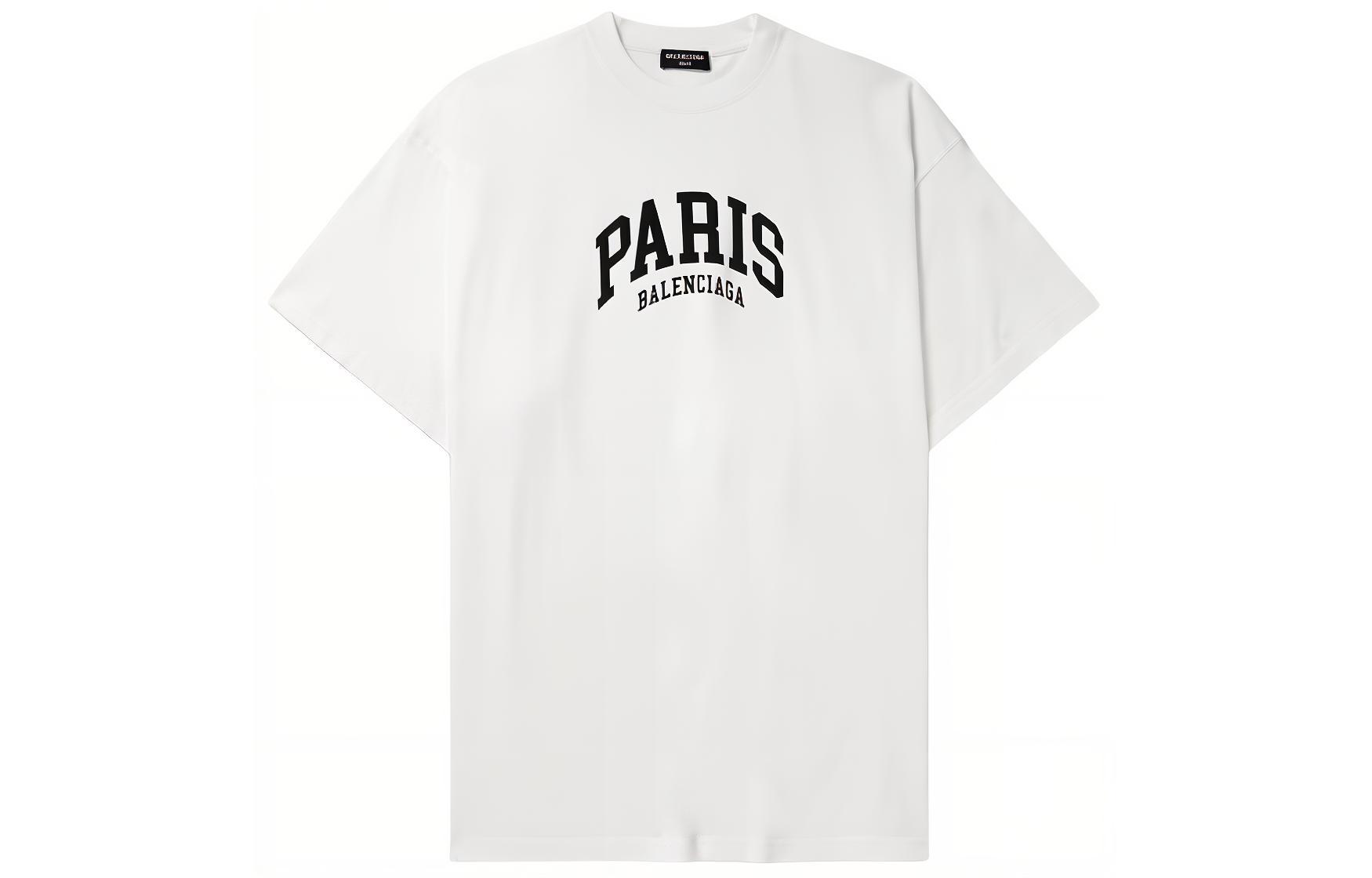 Balenciaga  Oversized Crewneck Logo Print T-Shirt White. 676589TLVL79040