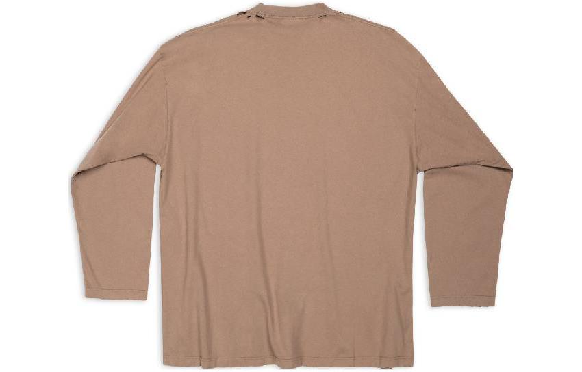 Lookbook 巴黎世家 寬鬆字母印花長袖T恤 卡其色 SS23 681046TNVL17761