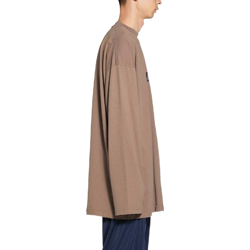 Details for 巴黎世家 寬鬆字母印花長袖T恤 卡其色 SS23 681046TNVL17761