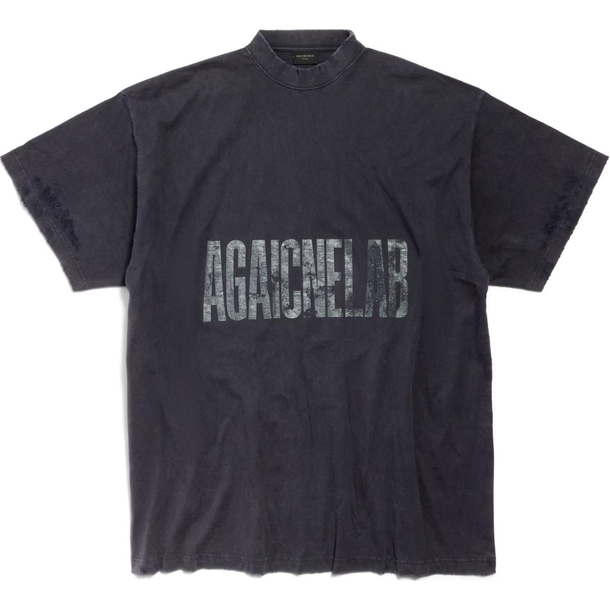 Order Balenciaga T-Shirt Logo Besar Crewneck Kelabu Gelap. 787349TRVA11576
